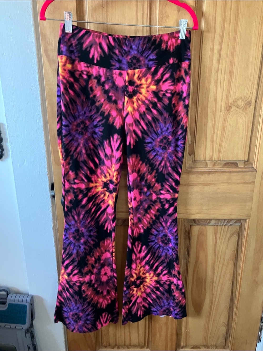 No Boundaries Tie-Dye Flare Leggings - Black, Pink, Purple & Orange